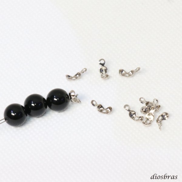 画像2: ボールチップ カシメ玉 シルバー 約6mm 玉約3mm ヒモ留め 10個セット ハンドメイド アクセサリー パーツ ビーズ 手芸材料  ジュエリー DIY用  シルバー 合金製