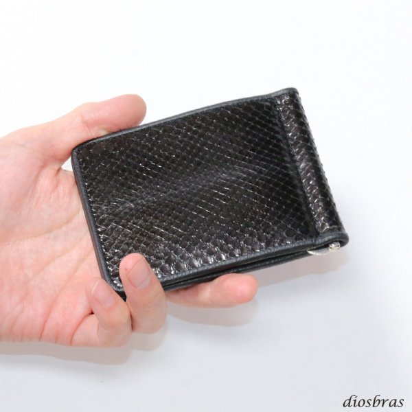 画像4: メンズ二つ折り マネークリップウォレット レザーウォレット 本革 ブラック パイソン スネーク 黒蛇 蛇革 シンプル スリム  カードケース 小銭入れなし 短財布  革財布 皮財布 ショートウォレット 本物 天然 紳士財布 婦人財布 プレゼント サイフ 二つ折り財布 メンズ 財布