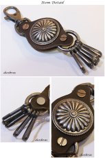 画像2: キーホルダー キーフック　キーチェーン　シルバー カラビナ レザー　ナバホ　インディアンジュエリー　ネイティブアメリカン　革　レザー編み込み　亜鉛合金製　アンティークシルバー　釣り針フック ウォレット　財布　バイカー　ライダース　【メール便送料無料】 (2)