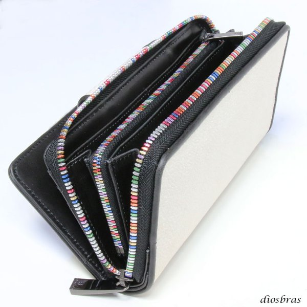 画像14: 財布 スティングレイ ガルーシャ 財布 スティングレー エイ革 ラウンドファスナー メンズ レディース 本革 エイ革 大人気 ウォレット ガルーシャ ラウンド ジッパー ZIPPER ヌメ革 レザーウォレット ロングウォレット バイカー 長財布 牛革 紳士 婦人 スノー ホワイト