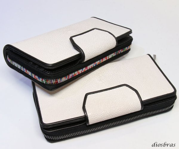 画像8: 財布 スティングレイ ガルーシャ 財布 スティングレー エイ革 ラウンドファスナー メンズ レディース 本革 エイ革 大人気 ウォレット ガルーシャ ラウンド ジッパー ZIPPER ヌメ革 レザーウォレット ロングウォレット バイカー 長財布 牛革 紳士 婦人 スノー ホワイト