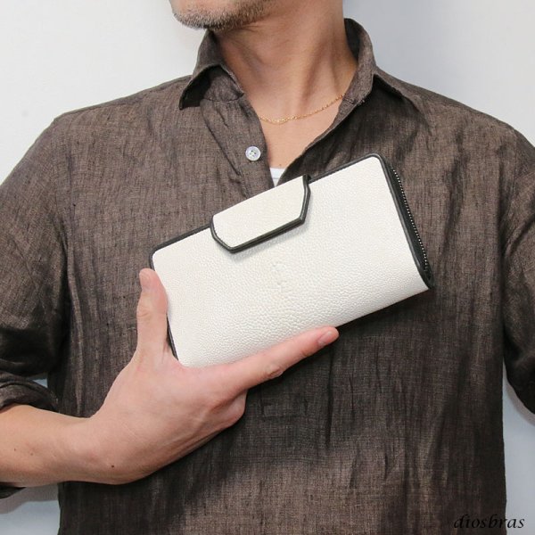 画像17: 財布 スティングレイ ガルーシャ 財布 スティングレー エイ革 ラウンドファスナー メンズ レディース 本革 エイ革 大人気 ウォレット ガルーシャ ラウンド ジッパー ZIPPER ヌメ革 レザーウォレット ロングウォレット バイカー 長財布 牛革 紳士 婦人 スノー ホワイト