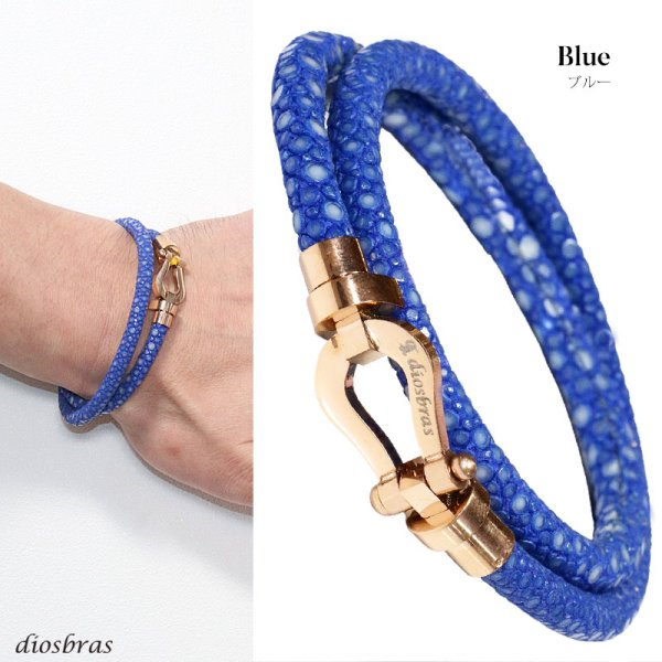 画像7: ブレスレット メンズ レザー ブレス スティングレイ ガルーシャ エイ革 スティングレー バングル  馬蹄 ホースシュー 選べる♪全6色 本革 革 バングル レザーブレスレット レザーブレス アメカジ系 サロン系 キレカジ系 に♪