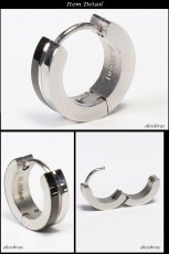 画像2: ステンレス フープピアス シルバー 金属アレルギー対応 メタル素材 シンプル 小さめ フープ ループ リング 輪っか ピアス ブラックライン メンズ アクセサリー レディース 中折れ式 13mm (2)