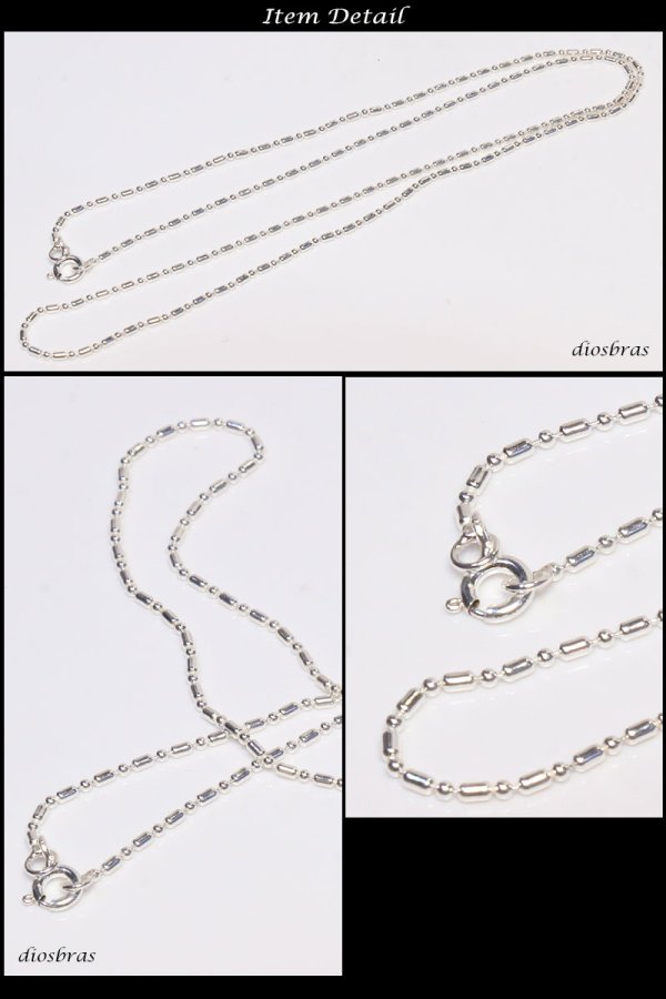 画像3: シルバー 925 変形 ミックス ボールチェーン 1mm 45cm 幅1mm 俵型 ネックレス チェーン シルバー925 SILVER Necklace chain 銀 鎖 首飾り フィガロ メール便無料  ギフトOK  シルバー925チェーン シルバーネックレスチェーン