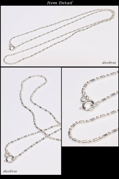 画像3: シルバー 925 変形 ミックス ボールチェーン 1mm 45cm 幅1mm 俵型 ネックレス チェーン シルバー925 SILVER Necklace chain 銀 鎖 首飾り フィガロ メール便無料  ギフトOK  シルバー925チェーン シルバーネックレスチェーン (3)