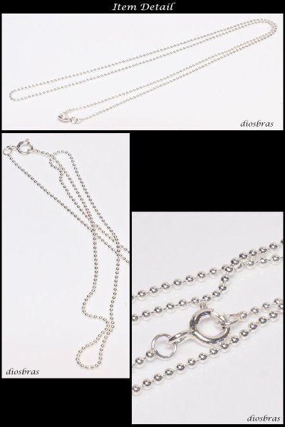 画像3: シルバー 925 ボールチェーン 1.3mm 45cm 幅1.3mm  ネックレス チェーン シルバー925 SILVER Necklace chain 銀 鎖 首飾り フィガロ メール便無料  ギフトOK  シルバー925チェーン シルバーネックレスチェーン (3)