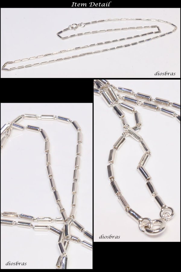 画像3: シルバー 925 変形 長方形 ボールチェーン 1mm 45cm 幅1mm 俵型 ネックレス チェーン シルバー925 SILVER Necklace chain 銀 鎖 首飾り フィガロ メール便無料  ギフトOK  シルバー925チェーン シルバーネックレスチェーン