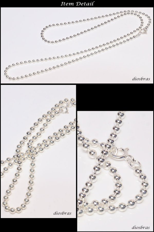 画像3: シルバー 925 ボールチェーン 3.3mm 45cm 幅3,3mm  ネックレス チェーン シルバー925 SILVER Necklace chain 銀 鎖 首飾り フィガロ メール便無料  ギフトOK  シルバー925チェーン シルバーネックレスチェーン