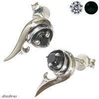 【メンズピアス】【シルバーアクセサリー】【シルバーピアス】ハート フェザー　アラベスク　ブラック　ジルコニア　●２個セット（両耳）■シャープでキレイめハードな横顔に！【レディース メンズ｜アクセサリー｜ピアス｜クロス・十字架｜フレア・ 】