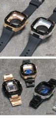 画像4: apple watch アップルウォッチ  バンド ステンレス ケース　カバー 一体型 バンド ラバー 高級ベルト ケースバンド メンズ ベルト ステンレス 44mm 40mm 41mm 45mm 一体型 おしゃれ 腕時計 プレゼント クロコダイル レザーストラップ  Series4/5/6/7/8/9/10/SE