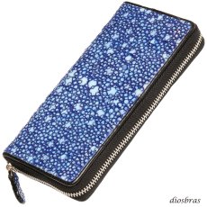 画像6: 財布 ラウンドファスナー スティングレイ メンズ レディース 本革 スティングレー スター エイ革 梅花皮 かいらぎ イバラエイ ウォレット ガルーシャ ラウンド ジッパー スタースティングレー レザーウォレット ロングウォレット バイカー 長財布 牛革 ハンドメイド ネイビーブルー (6)