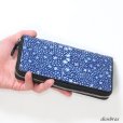 画像7: 財布 ラウンドファスナー スティングレイ メンズ レディース 本革 スティングレー スター エイ革 梅花皮 かいらぎ イバラエイ ウォレット ガルーシャ ラウンド ジッパー スタースティングレー レザーウォレット ロングウォレット バイカー 長財布 牛革 ハンドメイド ネイビーブルー