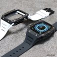 画像3: apple watch アップルウォッチ  バンド カーボンファイバー カーボン ステンレス ケース カバー 一体型 バンド ラバー 高級ベルト ケースバンド メンズ ベルト ステンレス 44mm  45mm 一体型 おしゃれ 腕時計  クロコダイル レザーストラップ  Series4/5/6/7/8/SE