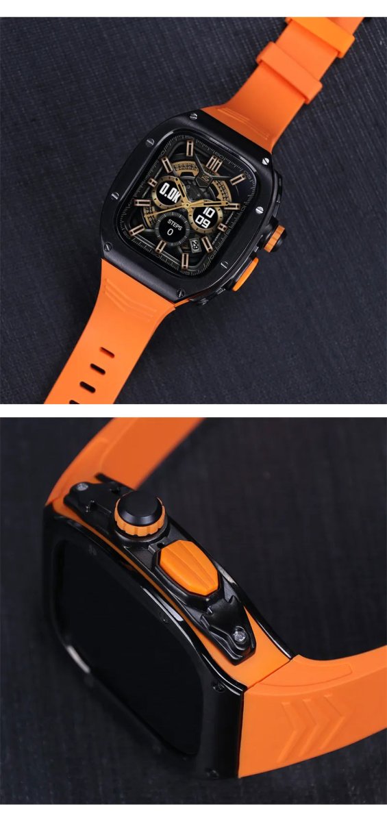 画像7: apple watch アップルウォッチ ウルトラ ULTRA 49mm  バンド ステンレス ケース　カバー 一体型 バンド ラバー 高級ベルト ケースバンド メンズ ベルト ステンレス 44mm 40mm 45mm 一体型 おしゃれ 腕時計 クロコダイル レザーストラップ  Series4/5/6/7/8/SE (7)