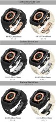 画像3: apple watch アップルウォッチ ウルトラ ULTRA 49mm 44mm 45mm  カーボンファイバー バンド ステンレス ケース　カバー 一体型 バンド ラバー 高級ベルト ケースバンド メンズ ステンレス 一体型 おしゃれ 腕時計 レザーストラップ  Series4/5/6/7/8/SE