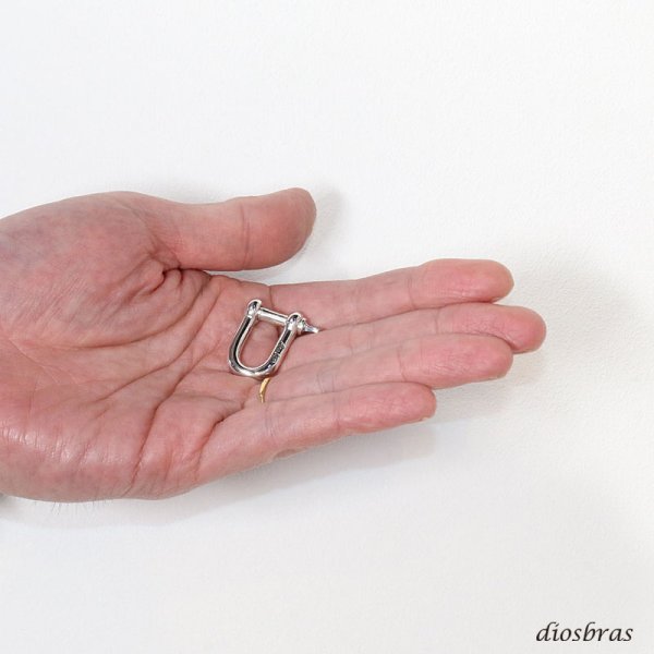 画像3: シルバー 925 製 シャックル パーツ 馬蹄型 カラビナ キーリング　シルバー 925 キーホルダー　馬蹄カン ネジ式 ウォレットチェーン 接続  レザークラフト ハンドクラフト 革紐細工 手作り キーホルダー DIY 金具 ブラスパーツ 手芸 カラビナ シャックルパーツ