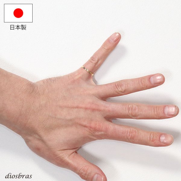 画像2: ゴールド 18K 18金　k18 リング スクエア エッジ　ダブルライン シンプル シングルライン  甲丸リング 極細 指輪 リング  華奢リング 細リング ピンキーリング 地金リング  18金リング レディースリング 地金 極細 華奢 ピンキー 甲丸 誕生日 プレゼント ギフト (2)