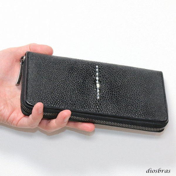 画像15: 財布 スティングレイ ガルーシャ 財布 スティングレー エイ革 ラウンドファスナー メンズ レディース 本革 エイ革 大人気 ウォレット ラウンド ジッパー ZIPPER ヌメ革 レザーウォレット ロングウォレット バイカー 長財布 牛革 紳士 婦人  スターブラック