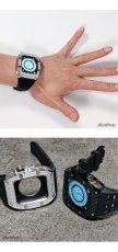 画像6: apple watch アップルウォッチ ステンレス ケース  バンド ラバー 高級ベルト ケースバンド ジルコニア メンズ ベルト ステンレス 44mm 45mm 一体型 おしゃれ クロコダイル　腕時計　レザーストラップ (6)