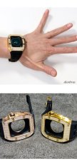 画像8: apple watch アップルウォッチ ステンレス ケース  バンド ラバー 高級ベルト ケースバンド ジルコニア メンズ ベルト ステンレス 44mm 45mm 一体型 おしゃれ クロコダイル　腕時計　レザーストラップ (8)