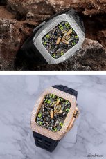 画像5: apple watch アップルウォッチ ステンレス ケース  バンド ラバー 高級ベルト ケースバンド ジルコニア メンズ ベルト ステンレス 44mm 45mm 一体型 おしゃれ クロコダイル　腕時計　レザーストラップ (5)