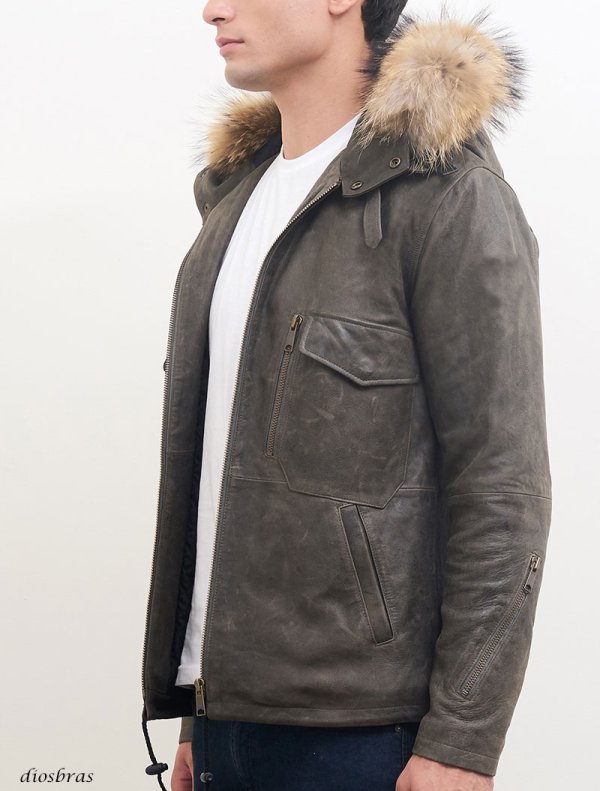 画像8: 最強   本革 羊革 羊皮 ヌーバック ラム シープ スキン レザー ダウン ジャケット ラクーンファー フード フーデット　フーディースポーティ  ライダース バイカー メンズ レザー メンズ ブラック ブラウン レザージャケット  シープ タイト  diosbras-ディオブラス