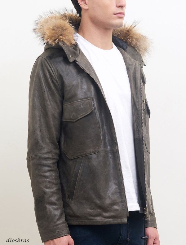 画像9: 最強   本革 羊革 羊皮 ヌーバック ラム シープ スキン レザー ダウン ジャケット ラクーンファー フード フーデット　フーディースポーティ  ライダース バイカー メンズ レザー メンズ ブラック ブラウン レザージャケット  シープ タイト  diosbras-ディオブラス
