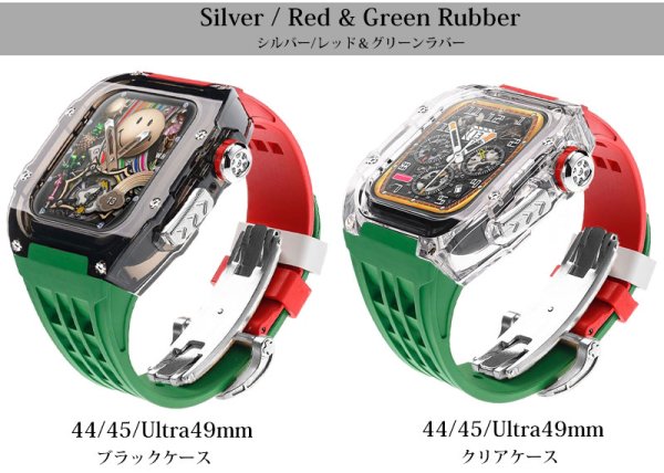画像6: アップルウォッチ バンド クリア 透明ケース ステンレス ケース カバー 一体型 バンド ラバー apple watch 高級ベルト ケースバンド メンズ ベルト ステンレス 44mm 45mm 49mm Ultra 一体型 おしゃれ 腕時計 レザーストラップ