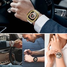 画像13: apple watch アップルウォッチ ウルトラ ULTRA 49mm  バンド ステンレス ケース　カバー 一体型 バンド ラバー 高級ベルト ケースバンド メンズ ベルト ステンレス 44mm 40mm 45mm 一体型 おしゃれ 腕時計 クロコダイル レザーストラップ  Series4/5/6/7/8/SE (13)