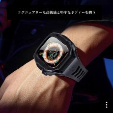 画像12: apple watch アップルウォッチ ウルトラ ULTRA 49mm  バンド ステンレス ケース　カバー 一体型 バンド ラバー 高級ベルト ケースバンド メンズ ベルト ステンレス 44mm 40mm 45mm 一体型 おしゃれ 腕時計 クロコダイル レザーストラップ  Series4/5/6/7/8/SE (12)