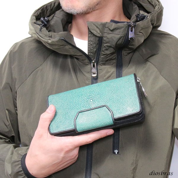 画像13: 財布 スティングレイ ガルーシャ 財布 スティングレー エイ革 ラウンドファスナー メンズ レディース 本革 エイ革 大人気 ウォレット ラウンド ジッパー ZIPPER ヌメ革 レザーウォレット ロングウォレット バイカー 長財布 牛革 紳士 婦人 ネイビー