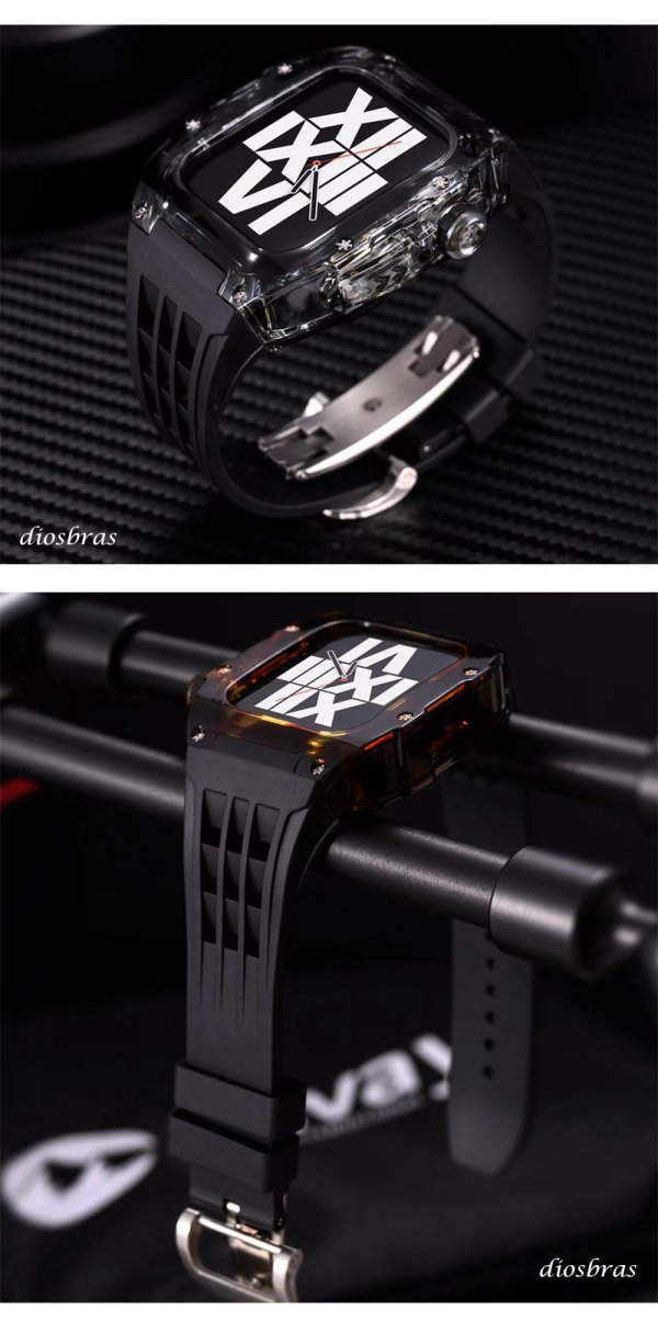 画像6: アップルウォッチ バンド クリア　透明ケース パンサー柄　グラデーション ステンレス ケース　カバー 一体型 バンド ラバー apple watch 高級ベルト ケースバンド メンズ ベルト ステンレス 44mm 45mm 49mm Ultra 一体型 おしゃれ 腕時計 レザーストラップ