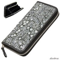 財布 ラウンドファスナー スティングレイ メンズ レディース 本革 スティングレー スター エイ革 梅花皮 かいらぎ イバラエイ ウォレット ガルーシャ ラウンド ジッパー スタースティングレー レザーウォレット ロングウォレット バイカー 長財布 牛革 ハンドメイド