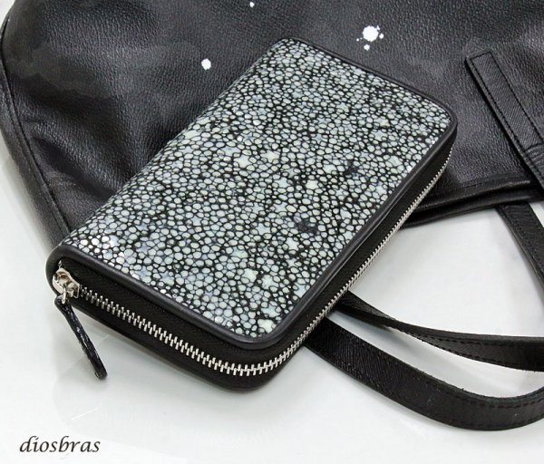 画像4: 財布 ラウンドファスナー スティングレイ メンズ レディース 本革 スティングレー スター エイ革 梅花皮 かいらぎ イバラエイ ウォレット ガルーシャ ラウンド ジッパー スタースティングレー レザーウォレット ロングウォレット バイカー 長財布 牛革 ハンドメイド