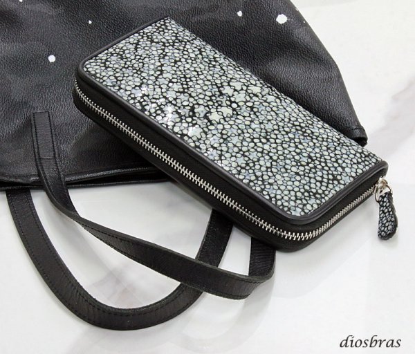 画像4: 財布 ラウンドファスナー スティングレイ メンズ レディース 本革 スティングレー スター エイ革 梅花皮 かいらぎ イバラエイ ウォレット ガルーシャ ラウンド ジッパー スタースティングレー レザーウォレット ロングウォレット バイカー 長財布 牛革 ハンドメイド