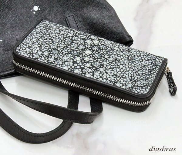 画像5: 財布 ラウンドファスナー スティングレイ メンズ レディース 本革 スティングレー スター エイ革 梅花皮 かいらぎ イバラエイ ウォレット ガルーシャ ラウンド ジッパー スタースティングレー レザーウォレット ロングウォレット バイカー 長財布 牛革 ハンドメイド