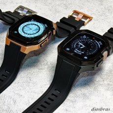 画像3: apple watch アップルウォッチ  バンド ステンレス ケース　カバー 一体型 バンド ラバー 高級ベルト ケースバンド メンズ ベルト ステンレス 44mm  45mm  49mm 46mm 一体型 おしゃれ 腕時計 プレゼント クロコダイル レザーストラップ  Series4/5/6/7/8/9/10/SE (3)