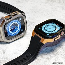 画像6: apple watch アップルウォッチ  バンド ステンレス ケース　カバー 一体型 バンド ラバー 高級ベルト ケースバンド メンズ ベルト ステンレス 44mm  45mm  49mm 46mm 一体型 おしゃれ 腕時計 プレゼント クロコダイル レザーストラップ  Series4/5/6/7/8/9/10/SE (6)