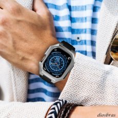 画像7: apple watch アップルウォッチ  バンド ステンレス ケース　カバー 一体型 バンド ラバー 高級ベルト ケースバンド メンズ ベルト ステンレス 44mm  45mm  49mm 46mm 一体型 おしゃれ 腕時計 プレゼント クロコダイル レザーストラップ  Series4/5/6/7/8/9/10/SE (7)
