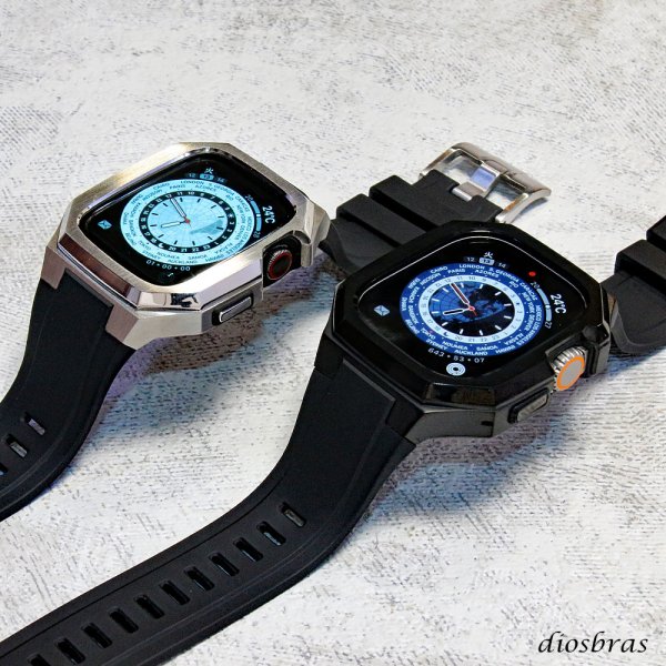 画像11: apple watch アップルウォッチ  バンド ステンレス ケース カバー 一体型 バンド ラバー 高級ベルト ケースバンド メンズ ベルト ステンレス 44mm  45mm  49mm 46mm 一体型 おしゃれ 腕時計 プレゼント クロコダイル レザーストラップ  Series4/5/6/7/8/9/10/SE
