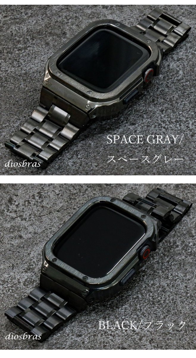 画像11: アップルウォッチ  バンド ステンレス ケース　カバー 一体型 バンド ラバー apple watch 高級ベルト ケースバンド メンズ ベルト ステンレス 44mm 40mm 41mm 45mm 一体型 おしゃれ 腕時計 クロコダイル レザーストラップ (11)