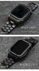 画像11: アップルウォッチ  バンド ステンレス ケース　カバー 一体型 バンド ラバー apple watch 高級ベルト ケースバンド メンズ ベルト ステンレス 44mm 40mm 41mm 45mm 一体型 おしゃれ 腕時計 クロコダイル レザーストラップ (11)