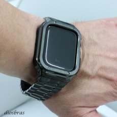 画像13: アップルウォッチ  バンド ステンレス ケース　カバー 一体型 バンド ラバー apple watch 高級ベルト ケースバンド メンズ ベルト ステンレス 44mm 40mm 41mm 45mm 一体型 おしゃれ 腕時計 クロコダイル レザーストラップ (13)