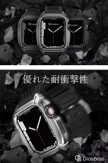画像4: 【期間限定プライス】アップルウォッチ  バンド ステンレス ケース　カバー 一体型 バンド ラバー apple watch 高級ベルト ケースバンド メンズ ベルト ステンレス 44mm/45mm 一体型 おしゃれ 腕時計 クロコダイル レザーストラップ (4)