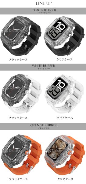 画像3: アップルウォッチ serise10 シリーズ10 42mm/46mm バンド クリア　透明ケース ステンレス ケース　カバー 一体型 バンド ラバー apple watch 高級ベルト ケースバンド メンズ ベルト ステンレス 一体型 おしゃれ 腕時計 レザーストラップ (3)