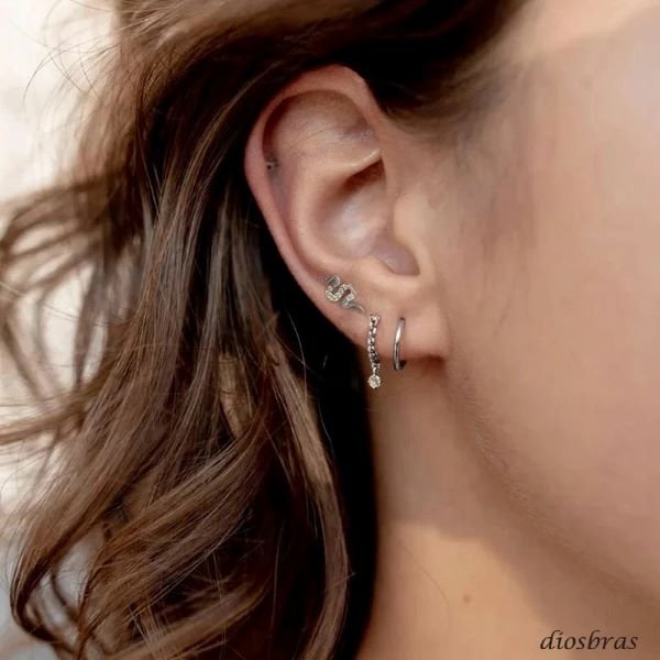 画像6: ピアス フープ チェーン　ジルコニア ピアス　揺れる ドロップピアス シルバー925  ピアス  片方 ピアス片耳　片耳販売 ピアス メンズ レディース