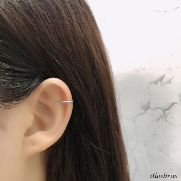 画像6: イヤーカフ シルバー 925 フープ リング バーベル ロープ ねじり ツイスト ノンホールピアス 丸玉 ゴールド シルバー 片耳 金属アレルギー対応 刻印 片耳 片方販売ピアス メンズ レディース