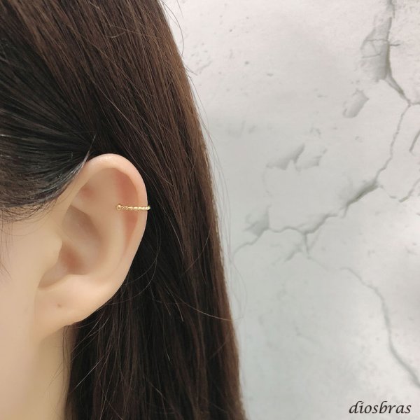 画像3: イヤーカフ シルバー 925 フープ リング バーベル ロープ ねじり ツイスト ノンホールピアス 丸玉 ゴールド シルバー 片耳 金属アレルギー対応 刻印 片耳 片方販売ピアス メンズ レディース