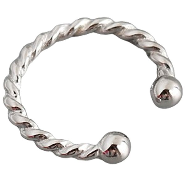 画像8: イヤーカフ シルバー 925 フープ リング バーベル ロープ ねじり ツイスト ノンホールピアス 丸玉 ゴールド シルバー 片耳 金属アレルギー対応 刻印 片耳 片方販売ピアス メンズ レディース